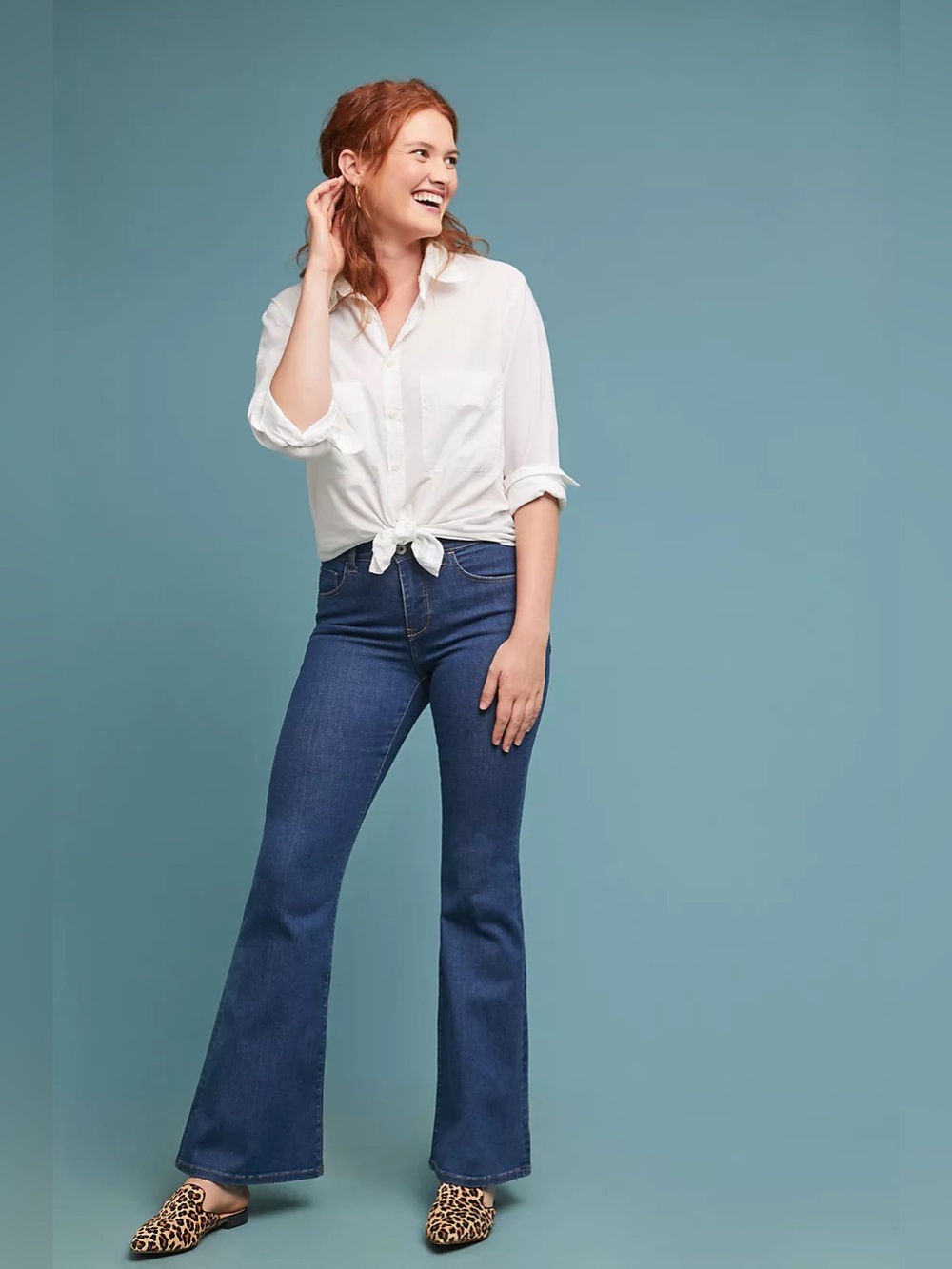 Anthropologie Pilcro High-Rise Flare Jeans — Dark Wash Denim
